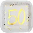 talerzyki papierowe 50 urodziny gold biale santex 23 cm 10 szt