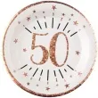 talerzyki papierowe 50 urodziny rozowe zloto bialy santex 22 5 cm 10 szt
