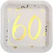 talerzyki papierowe 60 urodziny gold biale santex 23 cm 10 szt