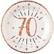 talerzyki papierowe 70 urodziny rozowe zloto bialy santex 22 5 cm 10 szt