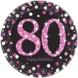 talerzyki papierowe 80 urodziny sparkling celebrations pink amscan 23 cm 8 szt