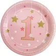 talerzyki papierowe baby shower girl cyfra 1 rozowy jix 17 5 cm
