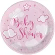 talerzyki papierowe baby shower girl rozowe folat 18 cm 8 szt