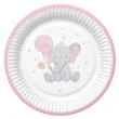 talerzyki papierowe baby shower girl slonik mix maki 18 cm 8 szt