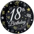 talerzyki papierowe beauty charm 18 urodziny czarny godan 18 cm 6 szt