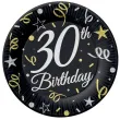 talerzyki papierowe beauty charm 30 te urodziny czarne godan 18 cm 8 szt