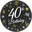 talerzyki papierowe beauty charm 40 urodziny czarny godan 18 cm 6 szt
