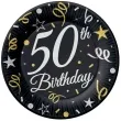 talerzyki papierowe beauty charm 50 urodziny czarny godan 18 cm 6 szt