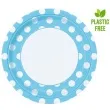 talerzyki papierowe biale grochy niebieski unique 23 cm 8 szt