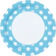 talerzyki papierowe biale grochy niebieski unique 23 cm 8 szt
