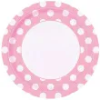 talerzyki papierowe biale grochy rozowy jasny unique 23 cm 8 szt