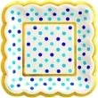 talerzyki papierowe blue dots amscan 14 cm 36 szt