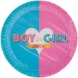 talerzyki papierowe boy or girl biale serce niebiesko rozowy funny fashion 23 cm 8 szt