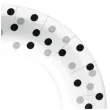 talerzyki papierowe czarno srebrne konfetti biale paw 18 cm 10 szt