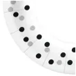 talerzyki papierowe czarno srebrne konfetti biale paw 18 cm 10 szt