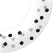 talerzyki papierowe czarno srebrne konfetti biale paw 18 cm 10 szt