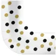 talerzyki papierowe czarno zlote konfetti biale kwadratowe paw 23 x 23 cm 10 szt