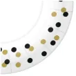 talerzyki papierowe czarno zlote konfetti biale paw 18 cm 10 szt