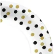 talerzyki papierowe czarno zlote konfetti biale paw 23 cm 10 szt