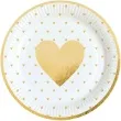 talerzyki papierowe everyday love zlote serduszka amscan 23 cm 8 szt