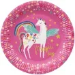 talerzyki papierowe fairy unicorn magic day rozowy 23 cm 8 szt