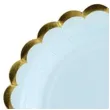 talerzyki papierowe golden border niebieskie jasne partydeco 18 cm 6 szt