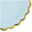 talerzyki papierowe golden border niebieskie jasne partydeco 18 cm 6 szt