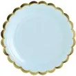 talerzyki papierowe golden border niebieskie jasne partydeco 18 cm 6 szt