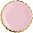 talerzyki papierowe golden border rozowe jasne partydeco 18 cm 6 szt