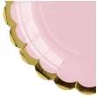 talerzyki papierowe golden border rozowe jasne partydeco 18 cm 6 szt