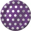 talerzyki papierowe grochy fioletowy fsopakowania 23 cm 8 szt