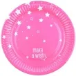 talerzyki papierowe gwiazdki rozowe 18 cm 8 szt