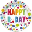 talerzyki papierowe happy b day kolorowe groszki maki 23 cm 8 szt