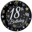 talerzyki papierowe happy birthday 18 b c czarny godan 23 cm 6 szt