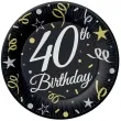 talerzyki papierowe happy birthday 40 urodziny b c czarne godan 18 cm 8 szt