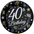 talerzyki papierowe happy birthday 40 urodziny b c czarny godan 23 cm 6 szt