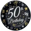 talerzyki papierowe happy birthday 50 urodziny b c czarny godan 23 cm 6 szt
