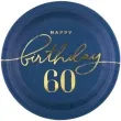 talerzyki papierowe happy birthday 60 granatowy partypal 18 cm 6 szt