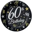 talerzyki papierowe happy birthday 60 urodziny b c czarny godan 18 cm 8 szt