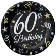 talerzyki papierowe happy birthday 60 urodziny b c czarny godan 23 cm 6 szt