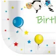 talerzyki papierowe happy birthday baloniki kwadratowe paw 23 x 23 cm 10 szt