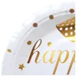 talerzyki papierowe happy birthday bialo zlote dekoracjepolska 18 cm 10 szt