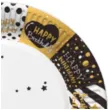 talerzyki papierowe happy birthday gwiazdki czarne zlote maki 23 cm 8 szt