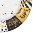 talerzyki papierowe happy birthday gwiazdki czarne zlote maki 23 cm 8 szt