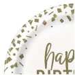 talerzyki papierowe happy birthday konfetti bialy unique 23 cm 8 szt