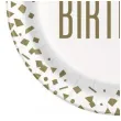 talerzyki papierowe happy birthday konfetti bialy unique 23 cm 8 szt