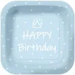talerzyki papierowe happy birthday kropki blekitne kwadratowe paw 23 x 23 cm 10 szt