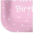 talerzyki papierowe happy birthday kropki rozowe kwadratowe paw 23 x 23 cm 10 szt