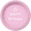 talerzyki papierowe happy birthday kropki rozowe paw 23 cm 10 szt
