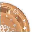 talerzyki papierowe happy birthday rozowe zloto partypal 18 cm 6 szt